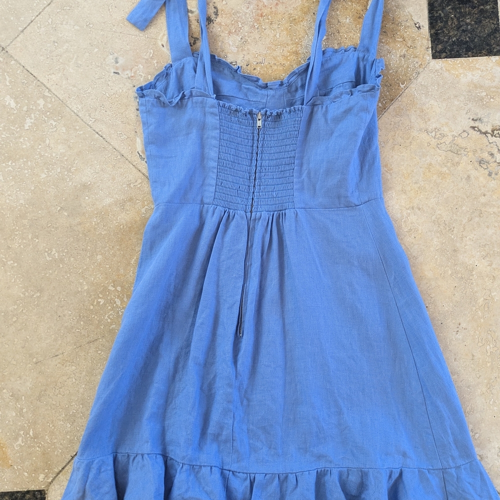 Reformation Desiree Linen Dress in Parisian Blue Size 4 - Picture 6 of 6